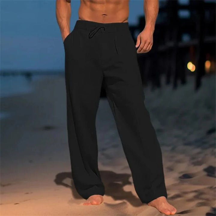 Modern men's grey linen pants, comfortable, versatile summer apparel