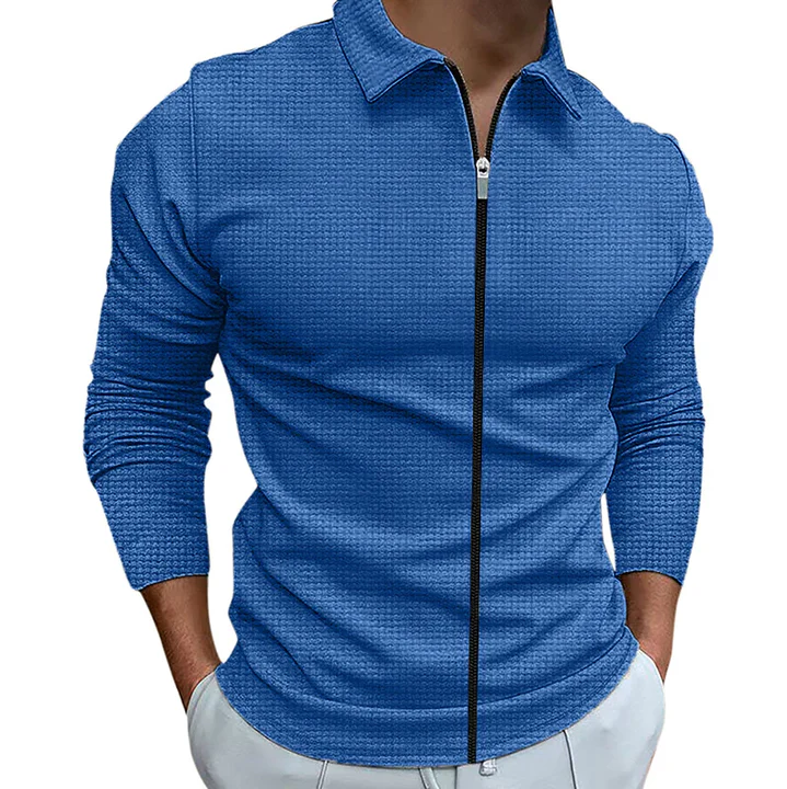 Men's elegant zip-up casual shirt for versatile comfort, perfect for smart casual everyday wear.