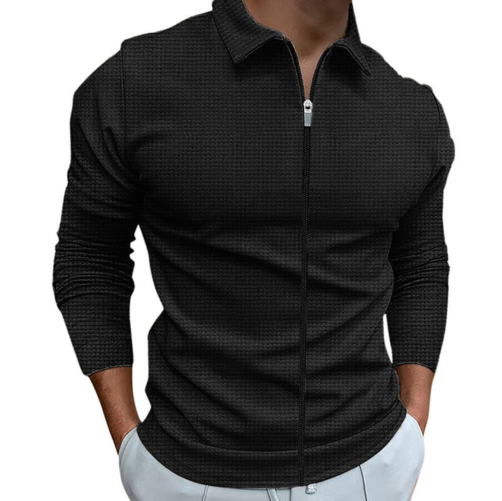 Men's long-sleeve zip-up shirt, an elegant and comfortable choice for everyday and smart casual wear.