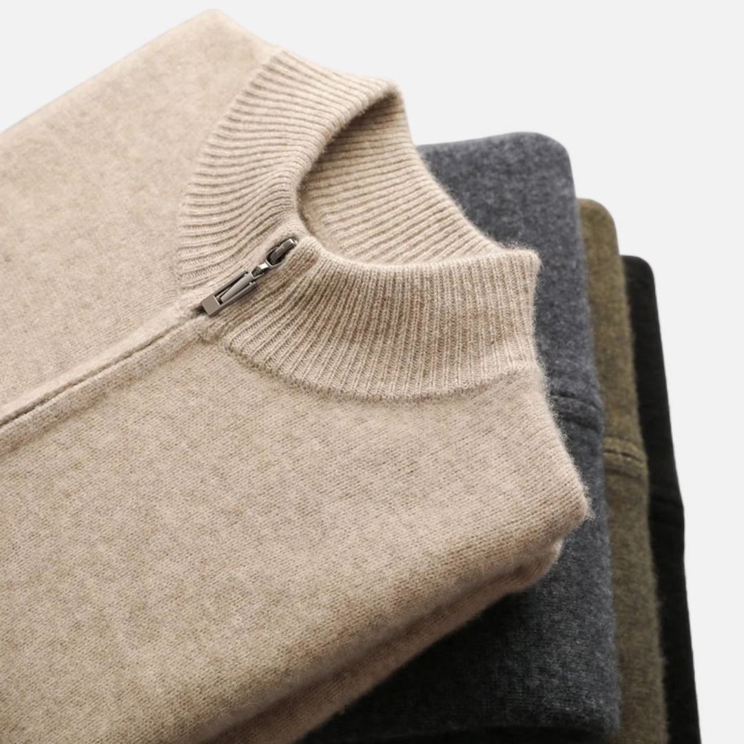 Sophisticated men's zippered cardigan. Enjoy comfort & effortless style with this versatile menswear item.