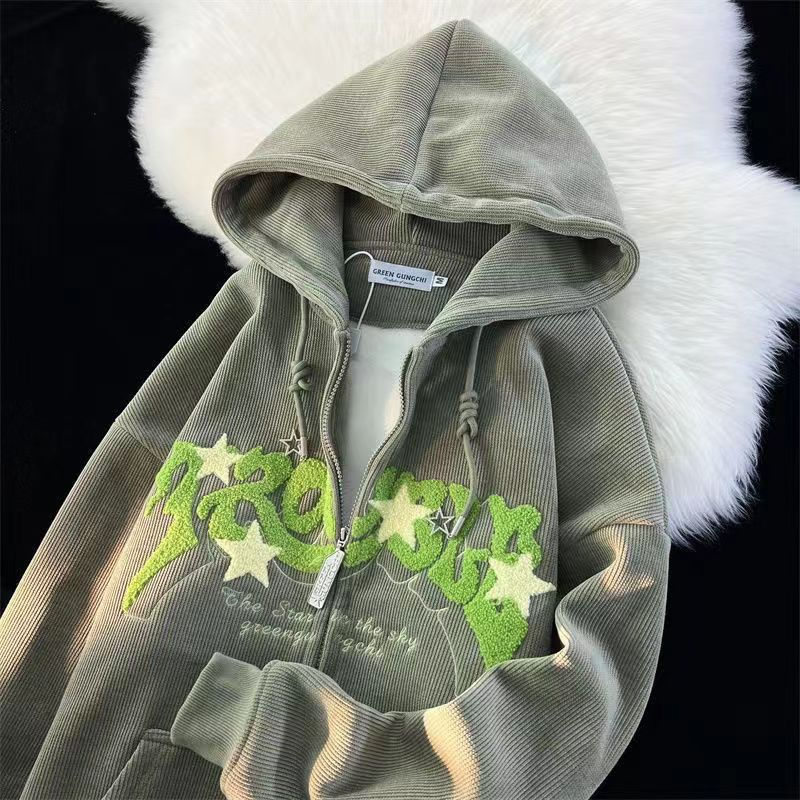 Modern men's streetwear hoodie with unique embroidery. Stylish, hooded pullover for cool urban fashion.