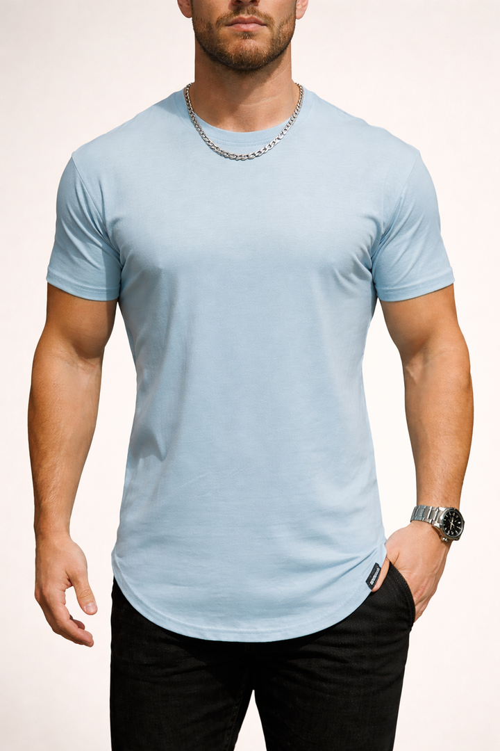High-quality men's basic tee, offering timeless comfort. A slim fit, short sleeve casual top for versatile styling.