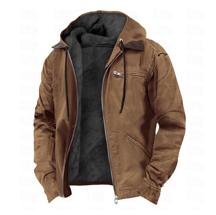 Men's everyday comfort hooded zip-up jacket, versatile casual outerwear perfect for layering in fall & spring.