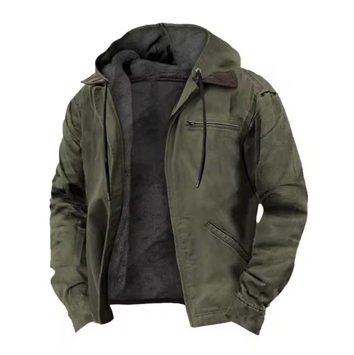Stylish men's zip-up hooded jacket with a modern fit, offering everyday comfort and versatile casual fashion.