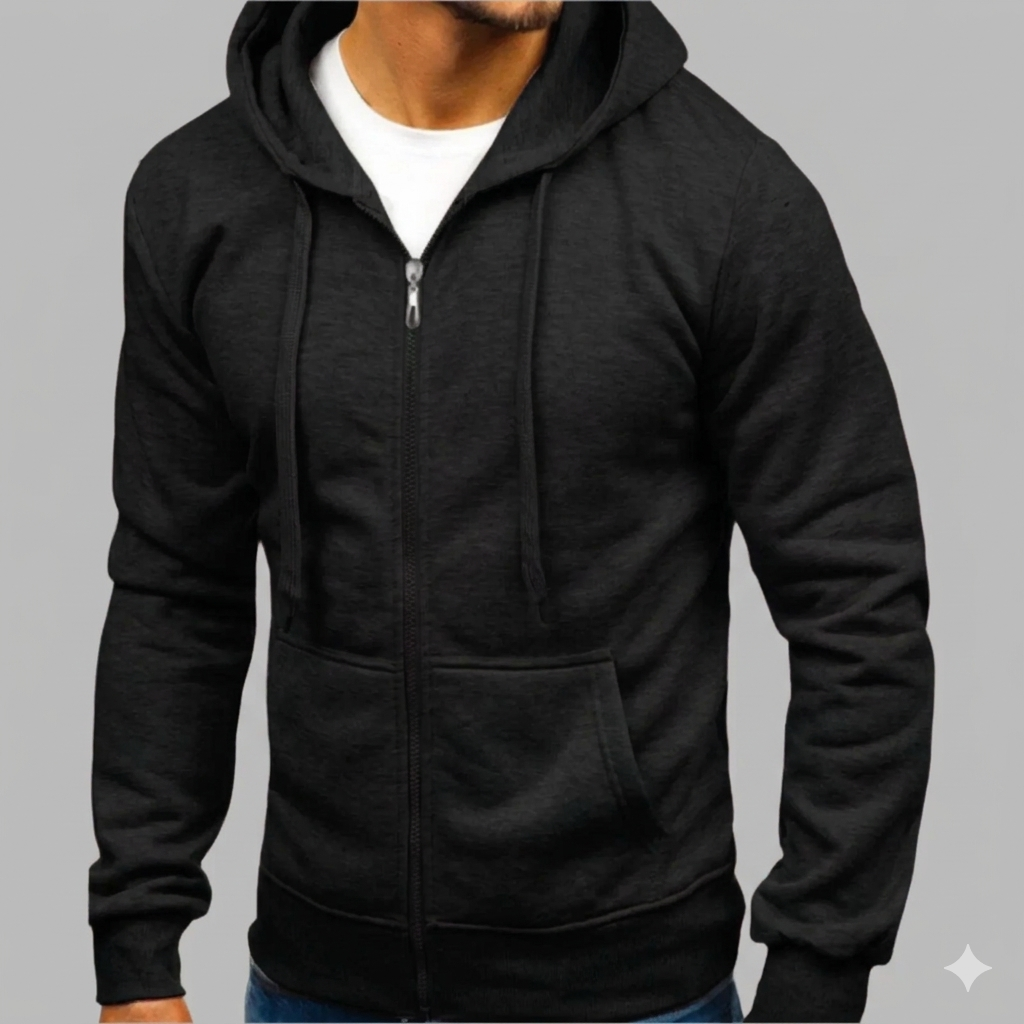 Men's everyday comfort zip-up hoodie in a stylish color. Perfect for casual wear & versatile layering.