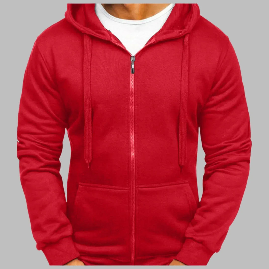 Must-have men's zip-up hoodie for fall & spring fashion, blending comfort with stylish casual wear.