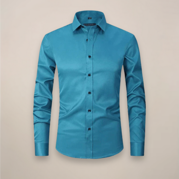 Men's tailored spring shirt featured on a model, showcasing fit, mensapparel