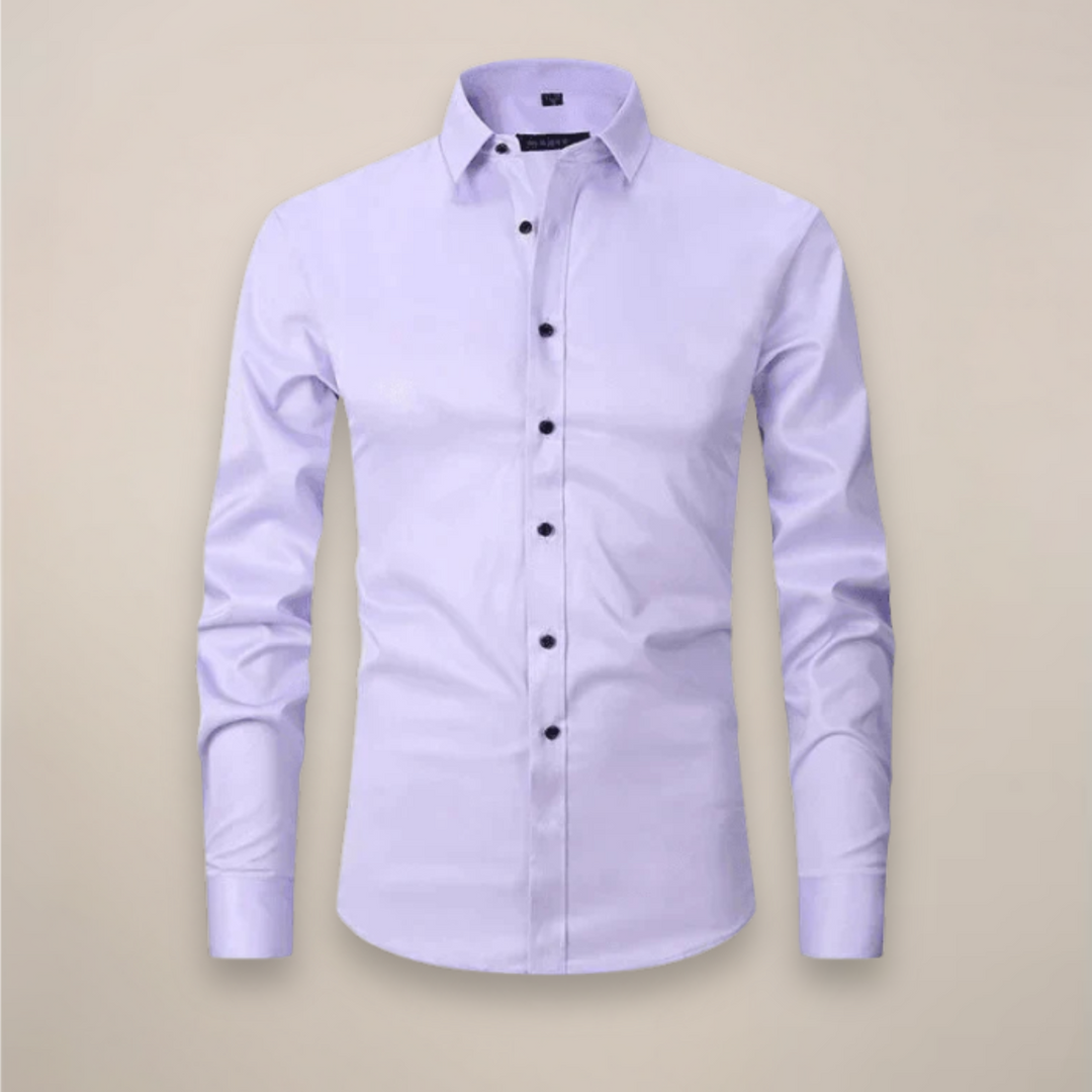 Men's tailored spring shirt paired with casual pants for an everyday look