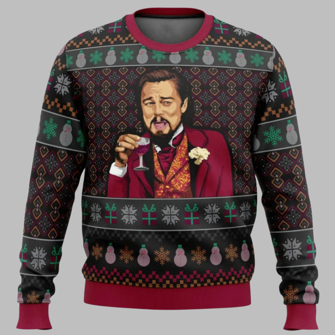 Festive men's Christmas longsleeve, 3D printed for holiday cheer & casual winter style.