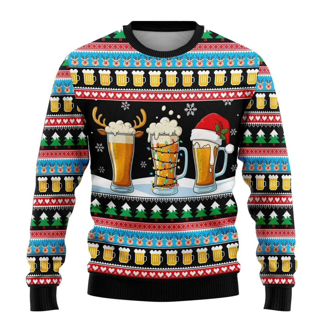 Men's Christmas sweater with snowmen pattern, perfect for holiday wear and winter