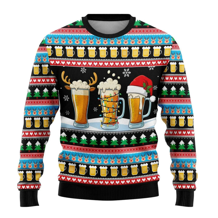 Men's Christmas sweater with snowmen pattern, perfect for holiday wear and winter
