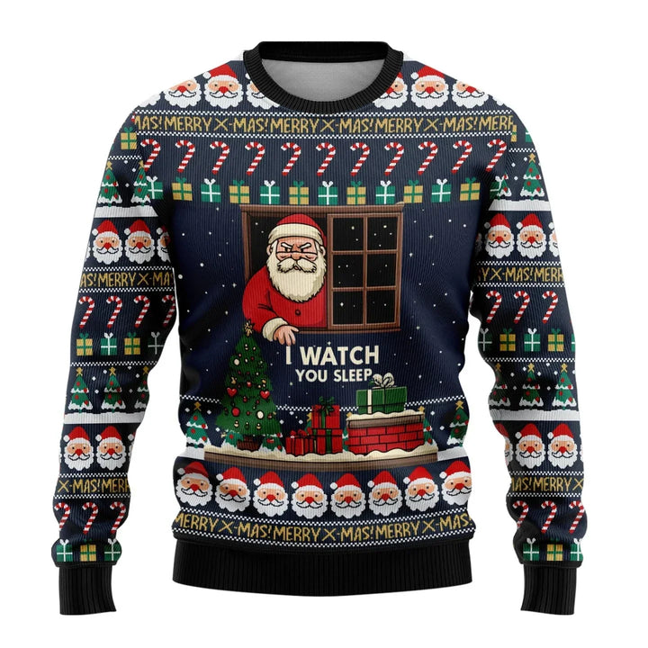 Men's casual long sleeve Christmas sweater with repeat snowman pattern, festive top