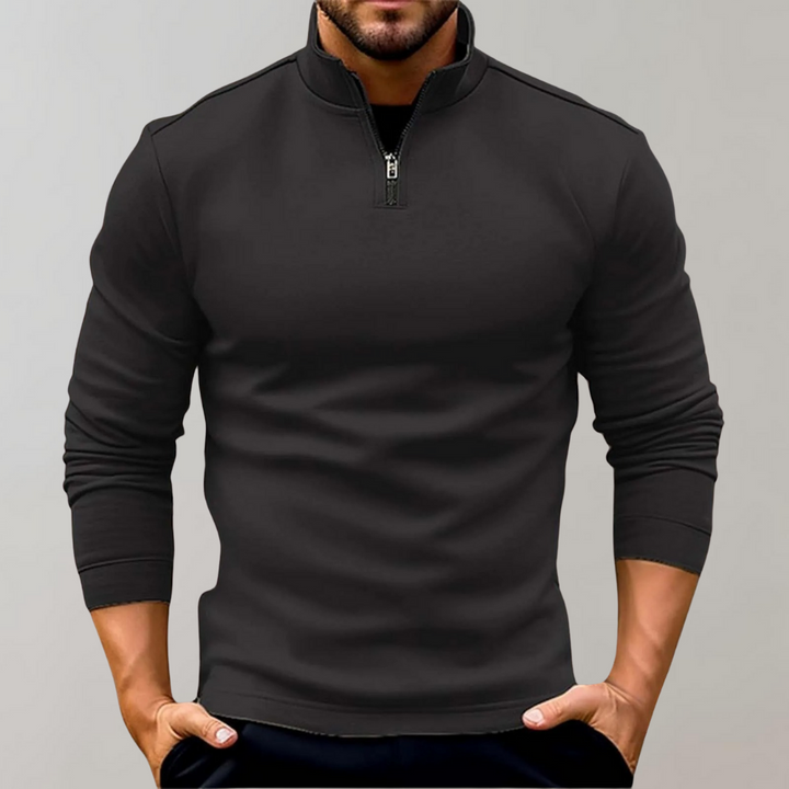 Smart casual men's half zip knit jumper with a fitted long sleeve design. Ideal for stylish layering.