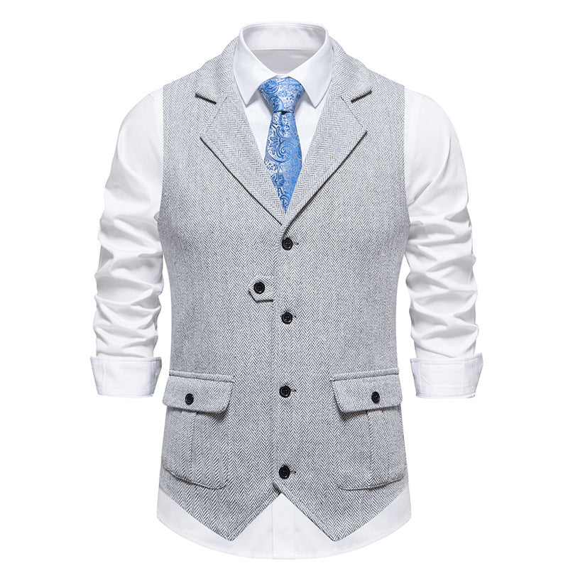 Stylish men's dress vest, ideal for a wedding or professional office attire, crafted for gentlemen.