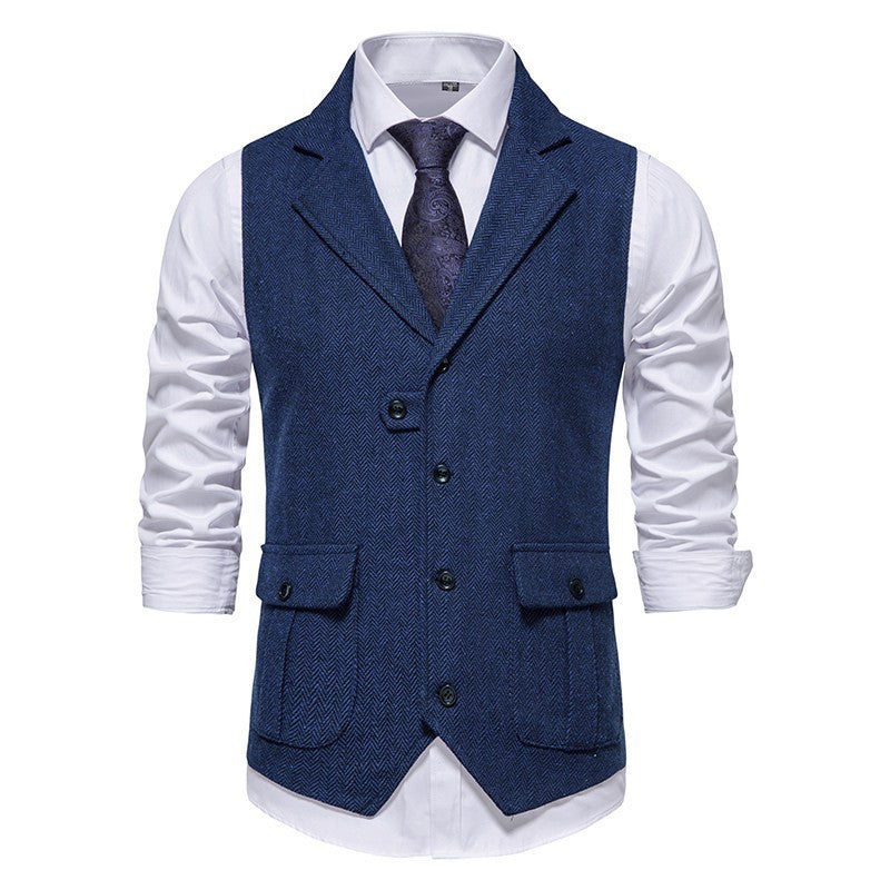 High-quality men's tailored vest for formal occasions, weddings, or business office wear.