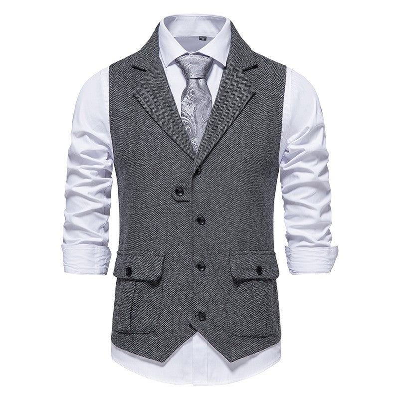 Elegant men's formalwear vest, suitable for groom or office, providing a sophisticated look.