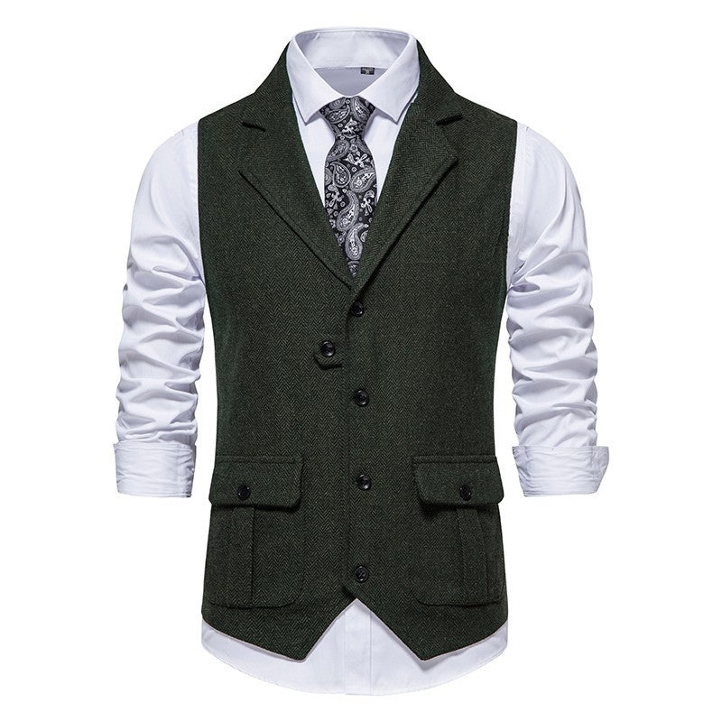 Sharp men's tailored formal vest, excellent for special event wear and upscale office attire.