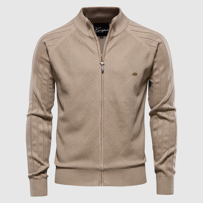 Everyday men's full zip cardigan sweater, comfortable and versatile knitwear for casual looks.