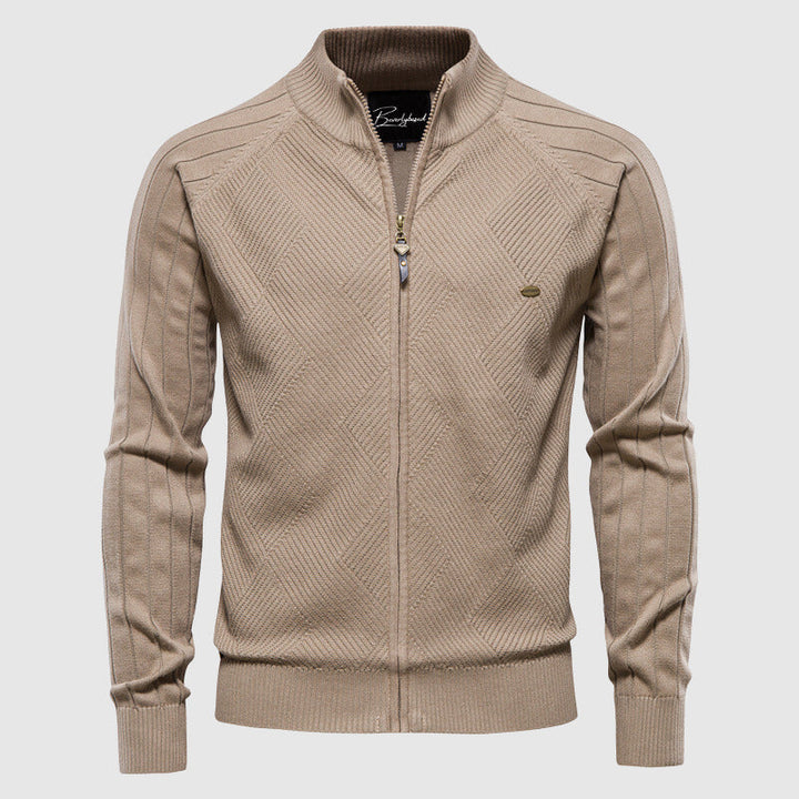 Everyday men's full zip cardigan sweater, comfortable and versatile knitwear for casual looks.