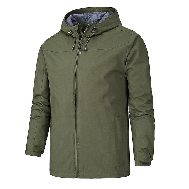 Stylish men's hooded jacket with full zip, excellent for layering & everyday wear, offering comfort & versatility.