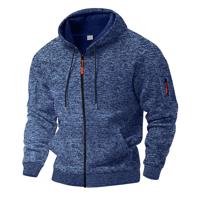 Men's full zip hooded sweatshirt with utility pocket, ideal for casual wear & layering