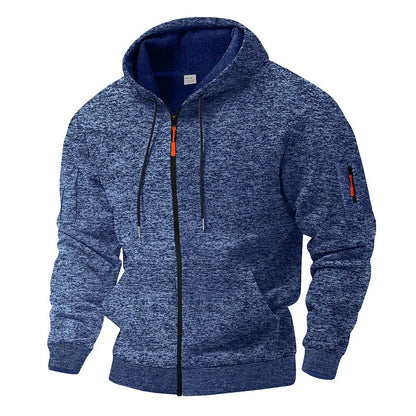 Men's full zip hooded sweatshirt with utility pocket, ideal for casual wear & layering