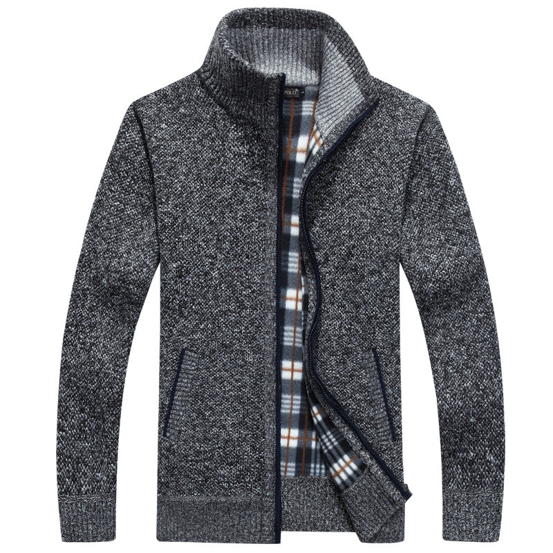 Stylish man wearing a warm full zip thermal jacket, perfect casual outerwear for winter comfort & everyday wear.