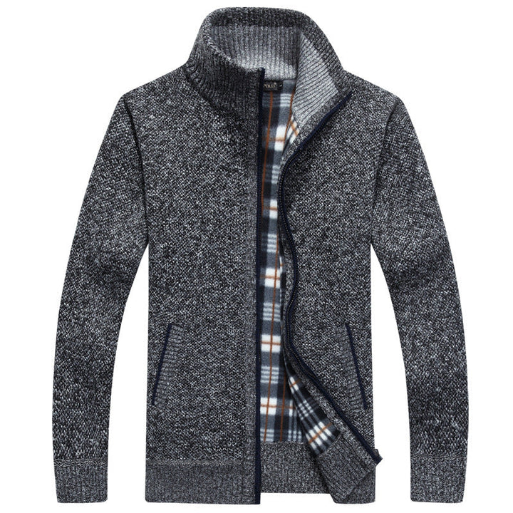 Stylish man wearing a warm full zip thermal jacket, perfect casual outerwear for winter comfort & everyday wear.