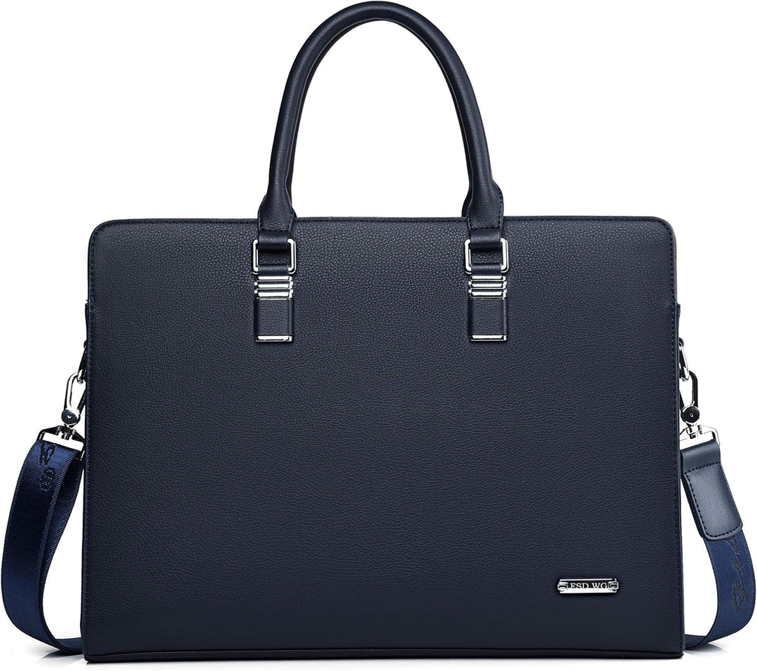 Brown genuine leather briefcase for men, stylish and functional for business trips.