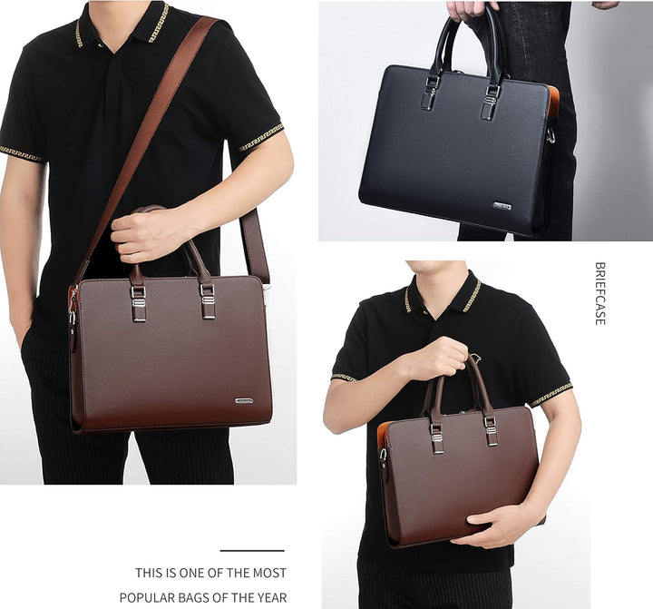 Men's professional leather work bag, a multi-compartment solution for all your gear.