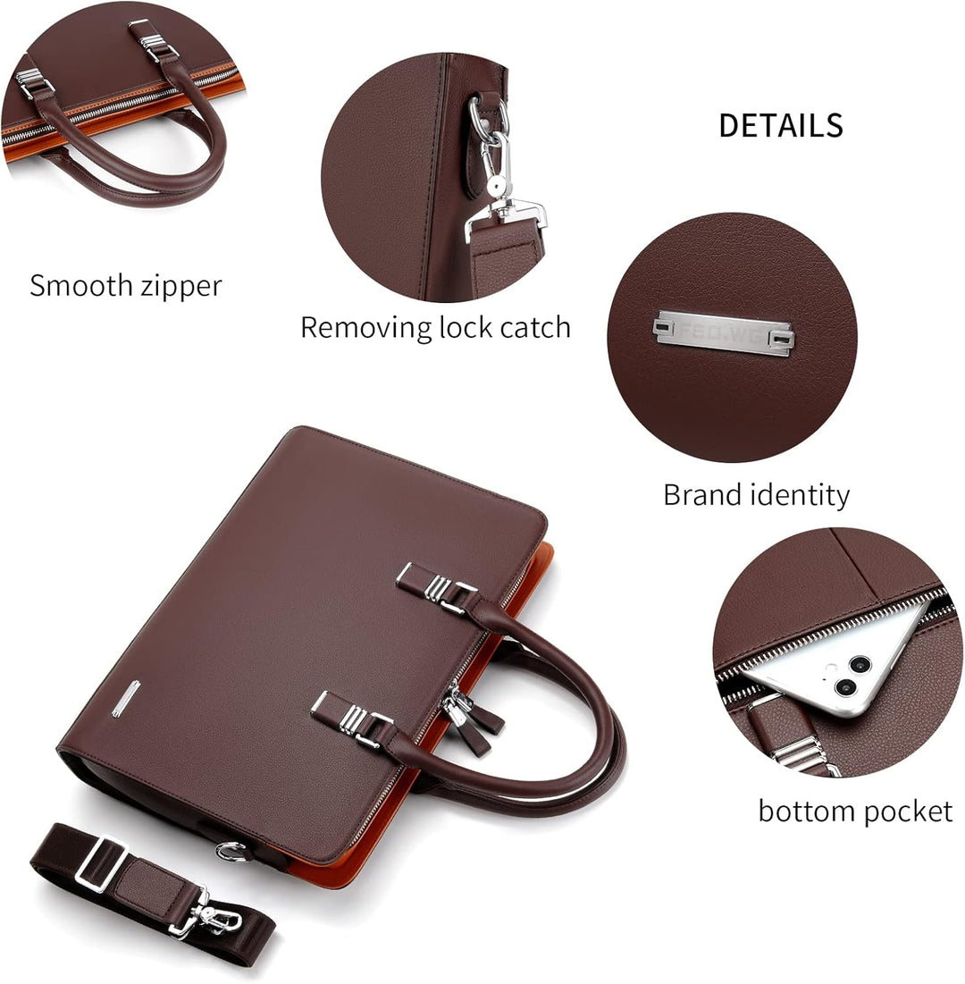 Sleek men's leather business briefcase, designed to protect your laptop and essentials.