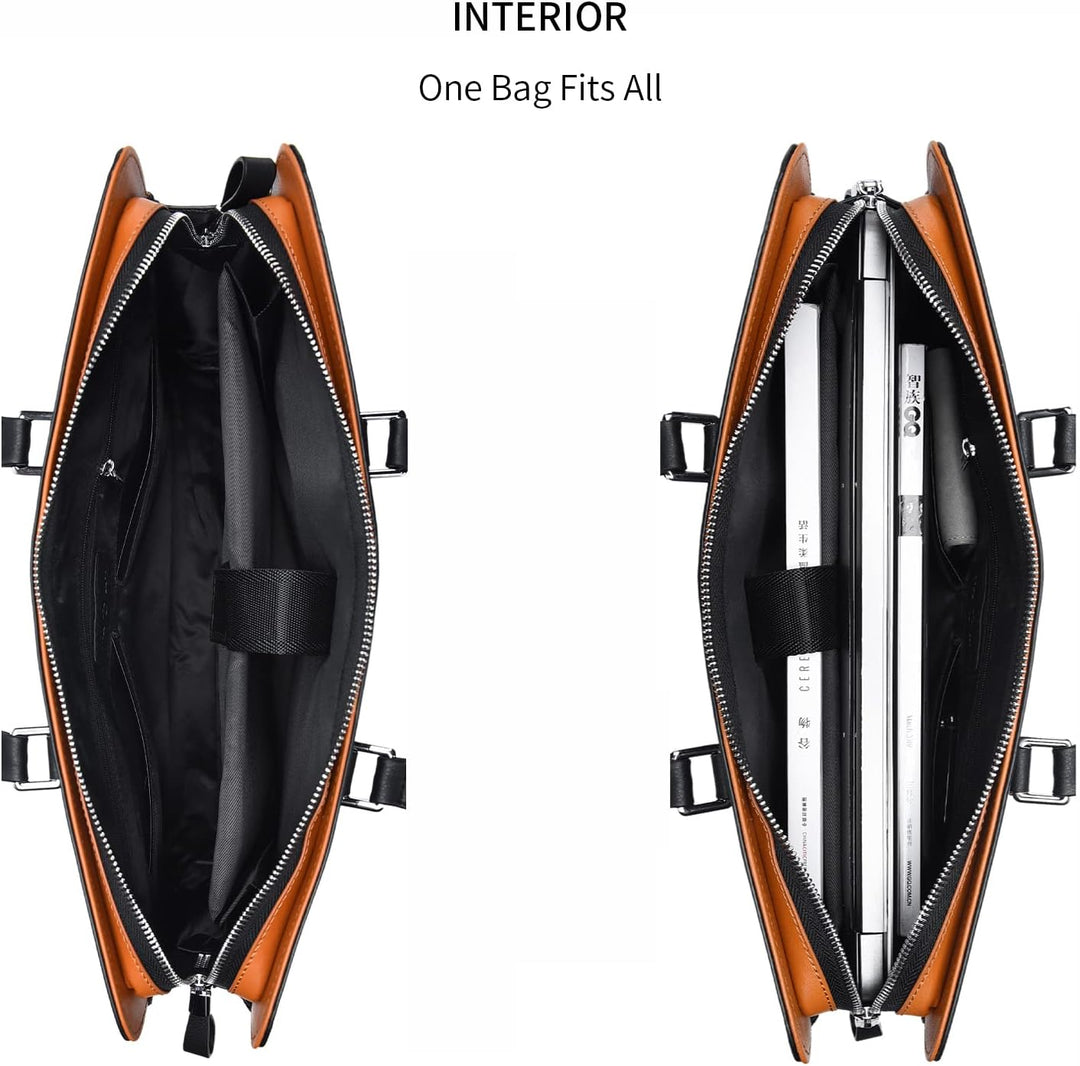 Professional men's leather laptop bag, ideal for business with ample compartments.