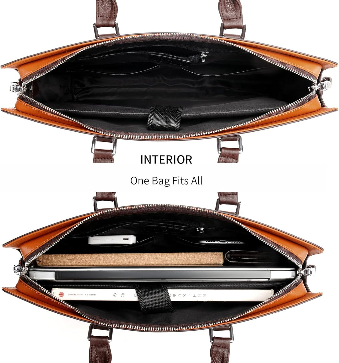 Top-grade genuine leather laptop bag for men, featuring multiple sections for convenience.