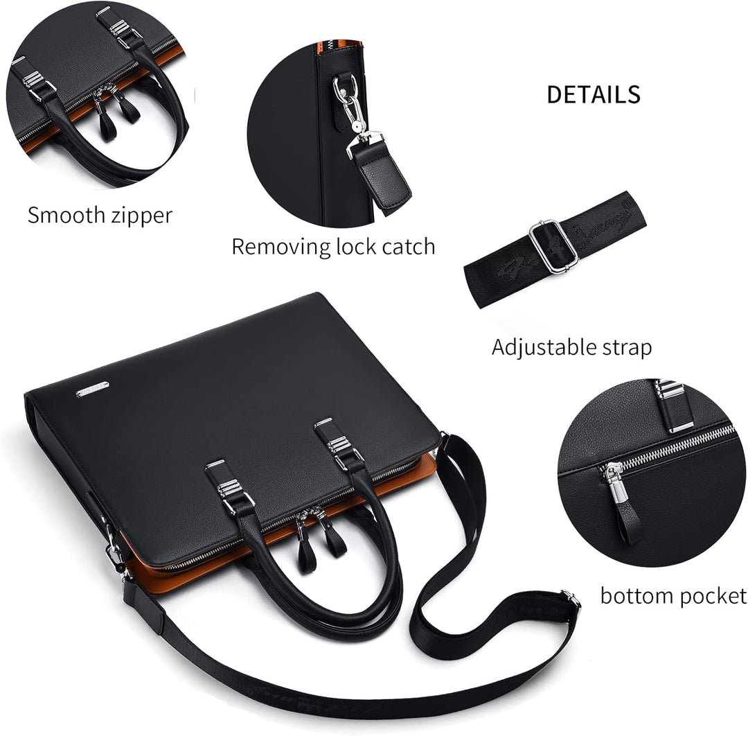 Stylish men's work bag, a genuine leather briefcase with a dedicated laptop compartment.
