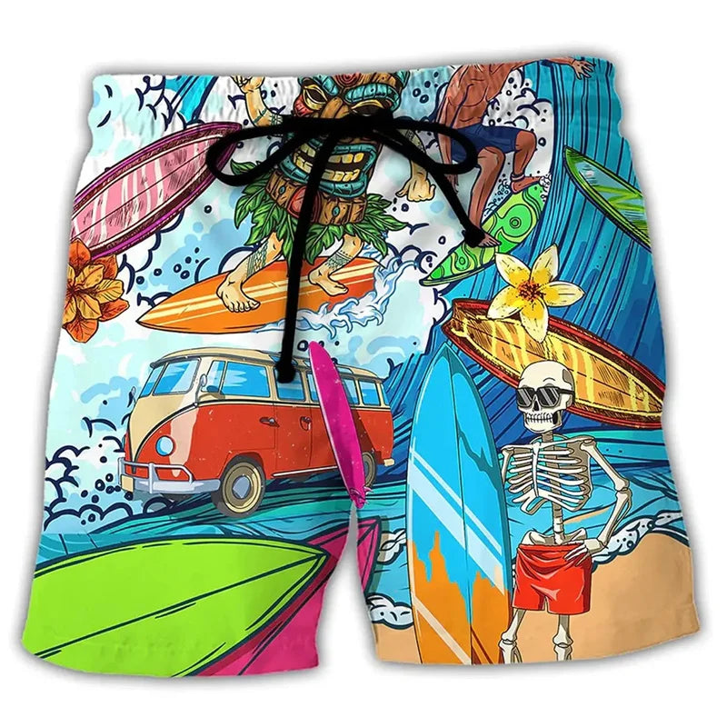 Men's swim shorts with artistic graffiti design, quick-drying material for ultimate comfort