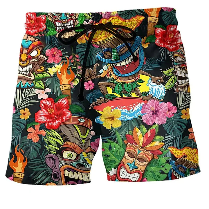 Dynamic men's swim shorts with an all-over graffiti print, drawstring waist, perfect beachwear