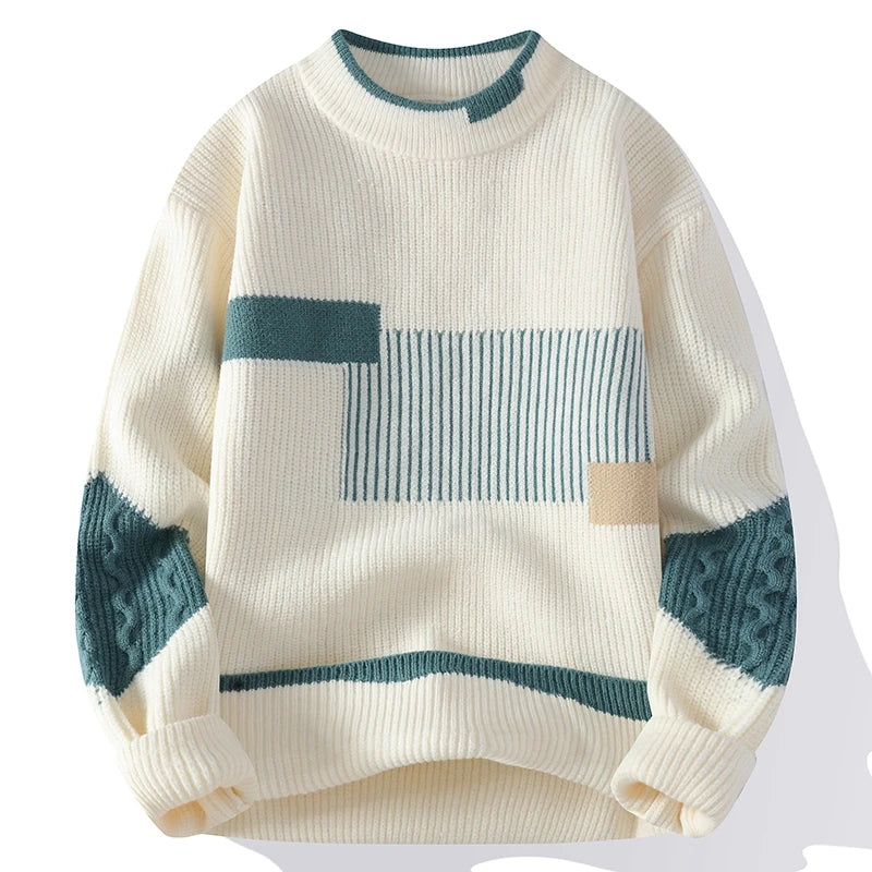 Men's graphic crew neck sweater, long sleeve, for a bold casual autumn style. Comfortable & unique design.