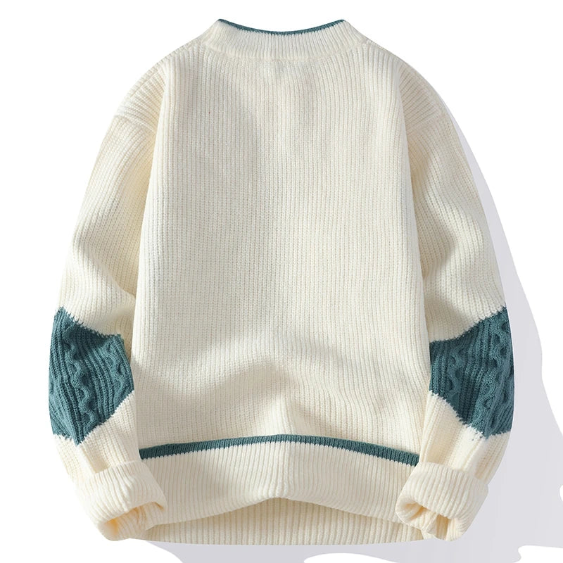 Versatile men's graphic crew neck sweater for autumn winter. Long sleeve statement fashion, comfortable casual wear.