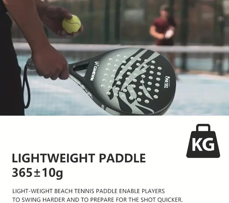 Lightweight carbon fiber paddle tennis racket for men, featuring a robust grip for competitive sports.