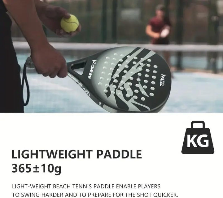 Lightweight carbon fiber paddle tennis racket for men, featuring a robust grip for competitive sports.