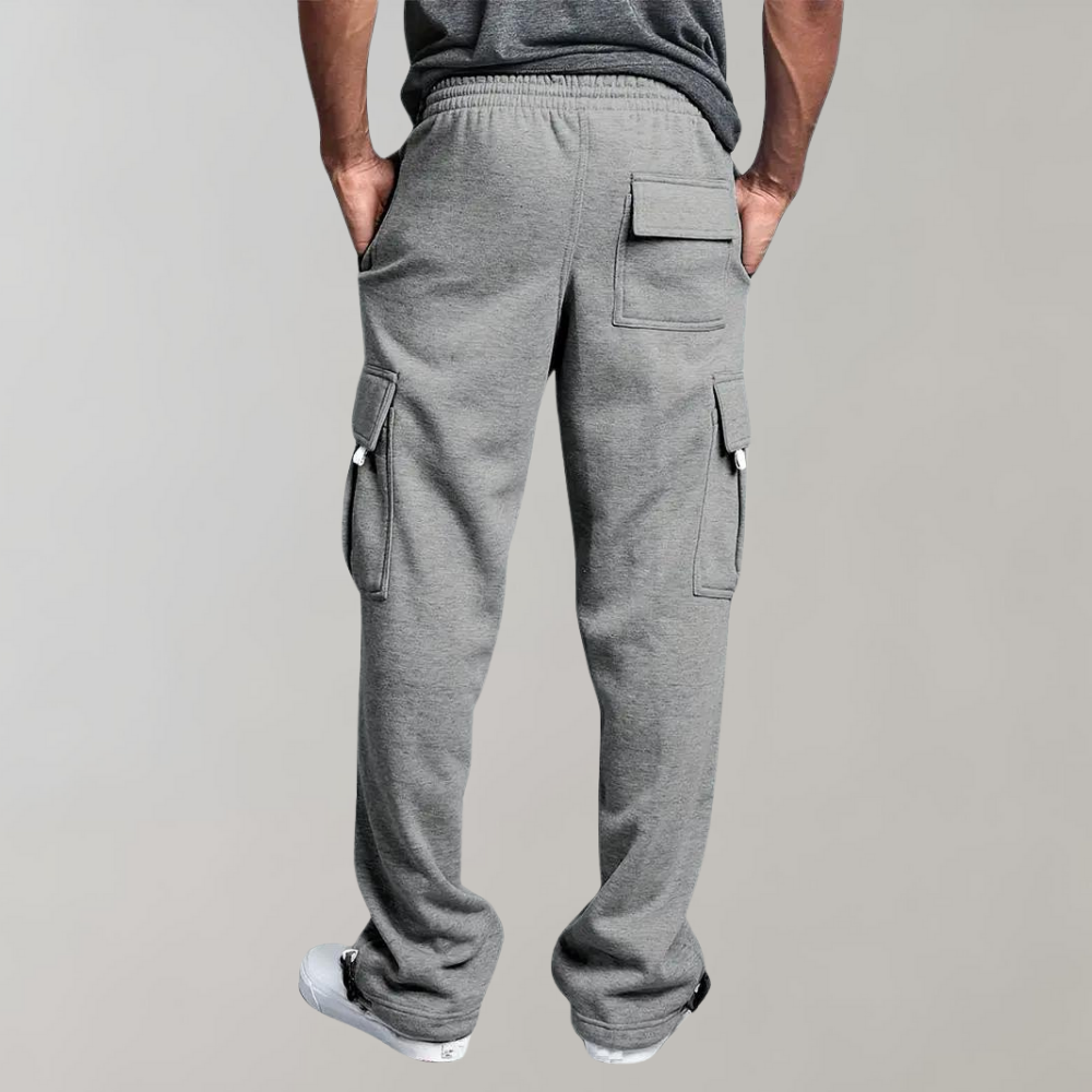 Comfortable men's black drawstring cargo jogger pants, ideal for leisure and everyday fashion