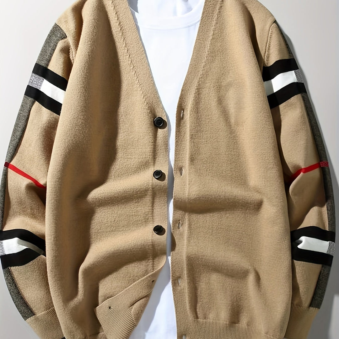 Soft, comfortable men's handcrafted sweater cardigan with buttons, perfect for everyday elegance.
