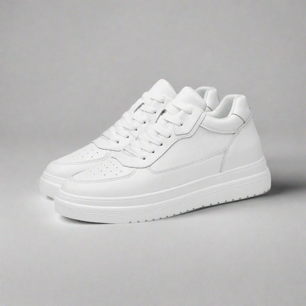 Men's height increasing athletic sneakers, invisible lift for added height, stylish casual footwear.