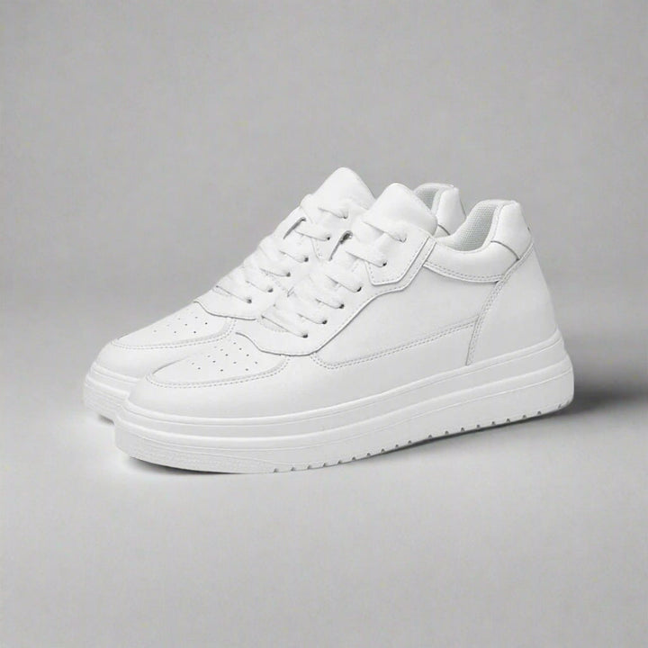 Men's height increasing athletic sneakers, invisible lift for added height, stylish casual footwear.