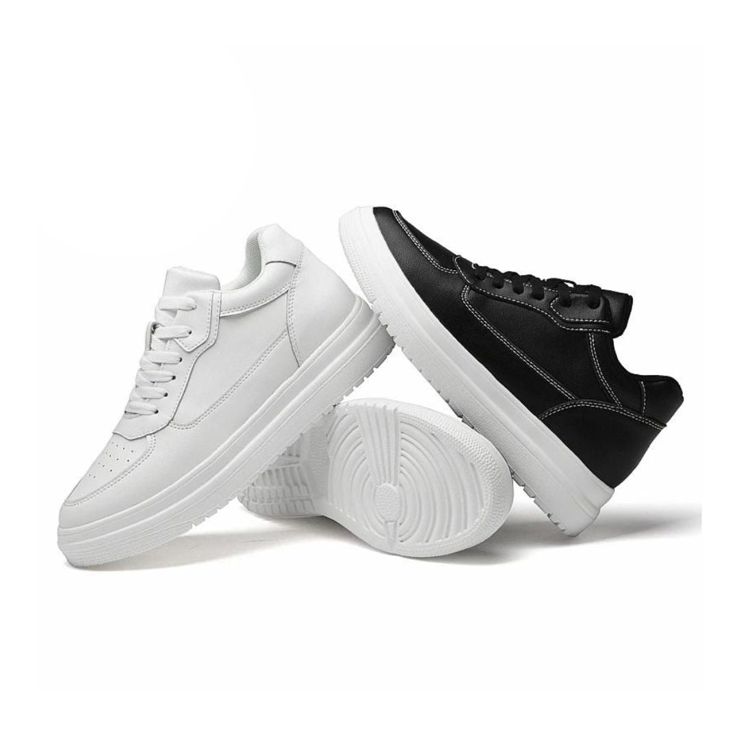 Modern men's footwear, height increasing athletic sneakers in a sleek design for casual and active use.