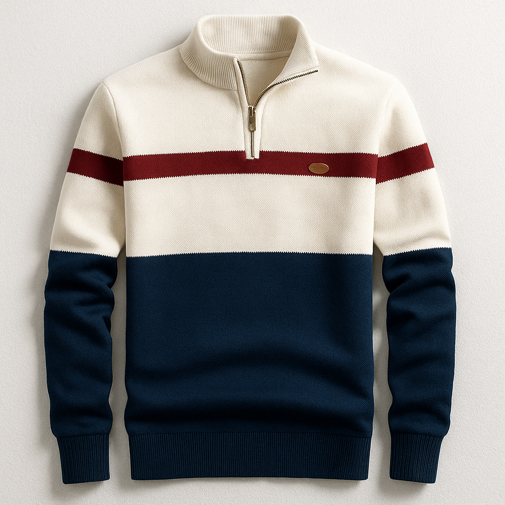 Men's Heritage Quarter-Zip Pullover in classic navy, midweight cotton sweater for casual wear