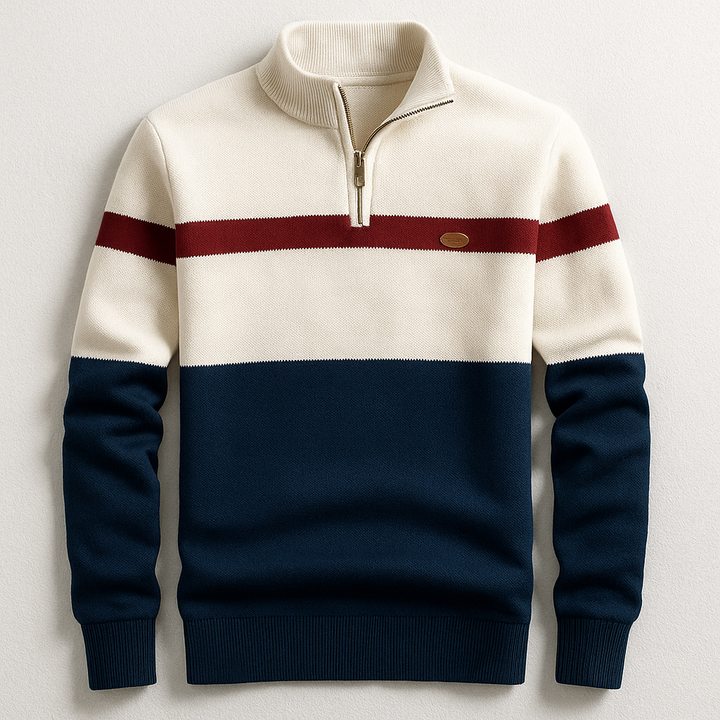 Men's Heritage Quarter-Zip Pullover in classic navy, midweight cotton sweater for casual wear