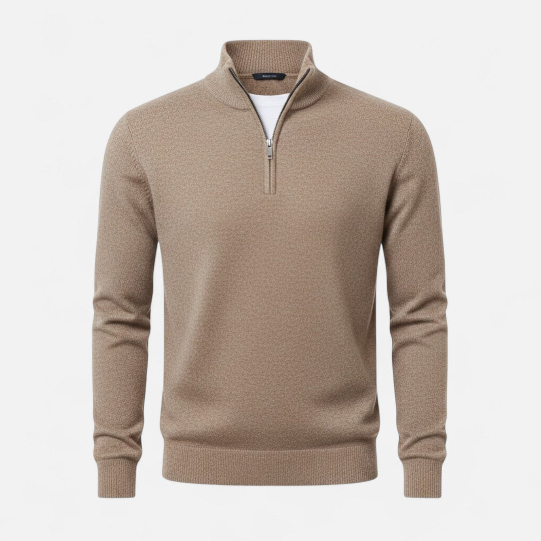 Stylish men's v-neck zipper sweater, a comfortable and refined choice for autumn.