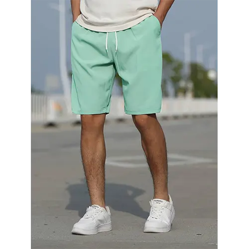 Breathable men's casual shorts, high waist design for summer comfort & style.