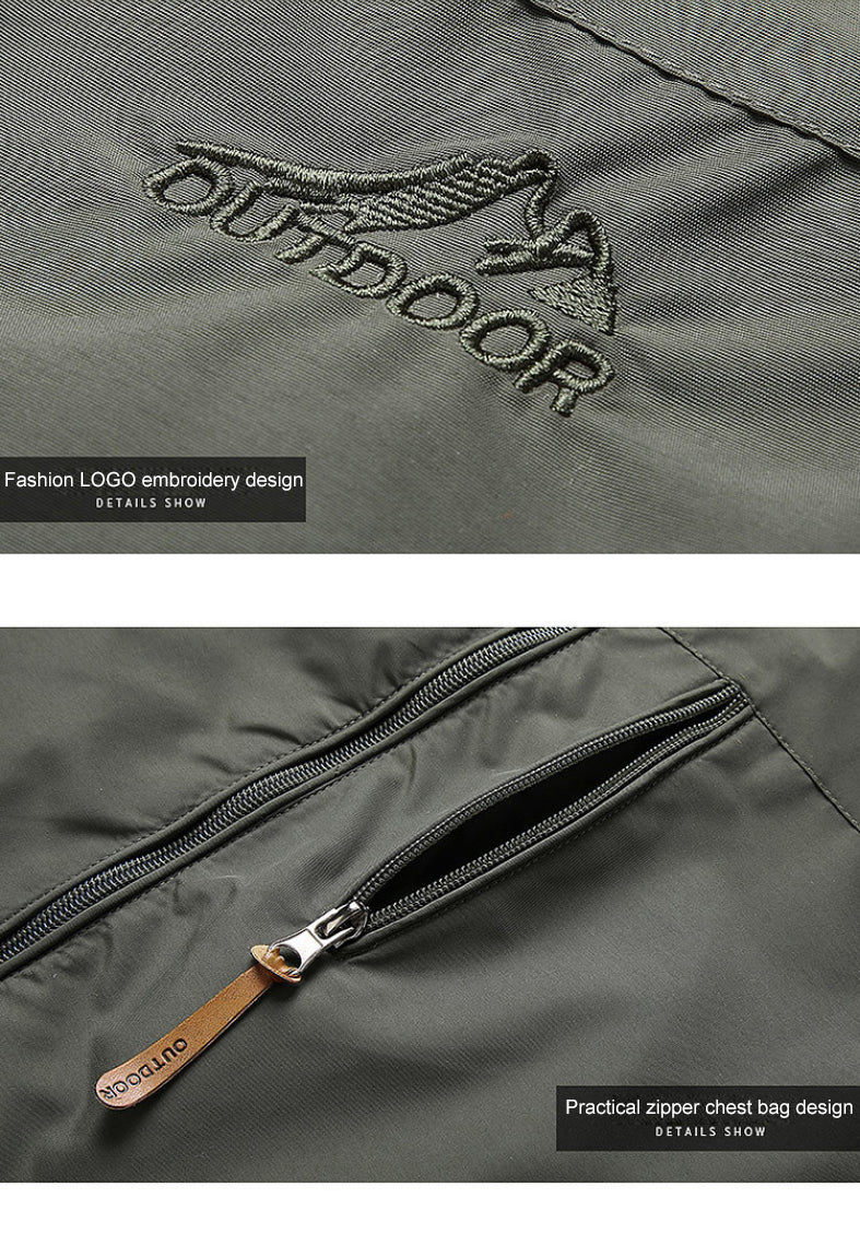Front view of men's hooded casual jacket, offering everyday protection & versatile adventure comfort.